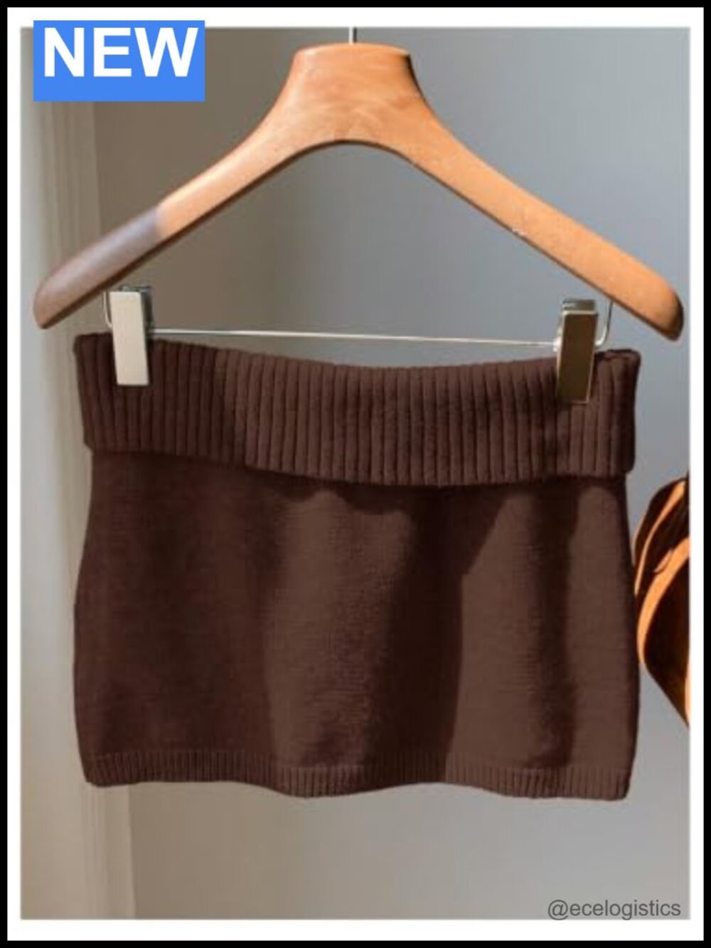 Ribbed Knit Low Rise Button Mini Skirt - Picture 4 of 4